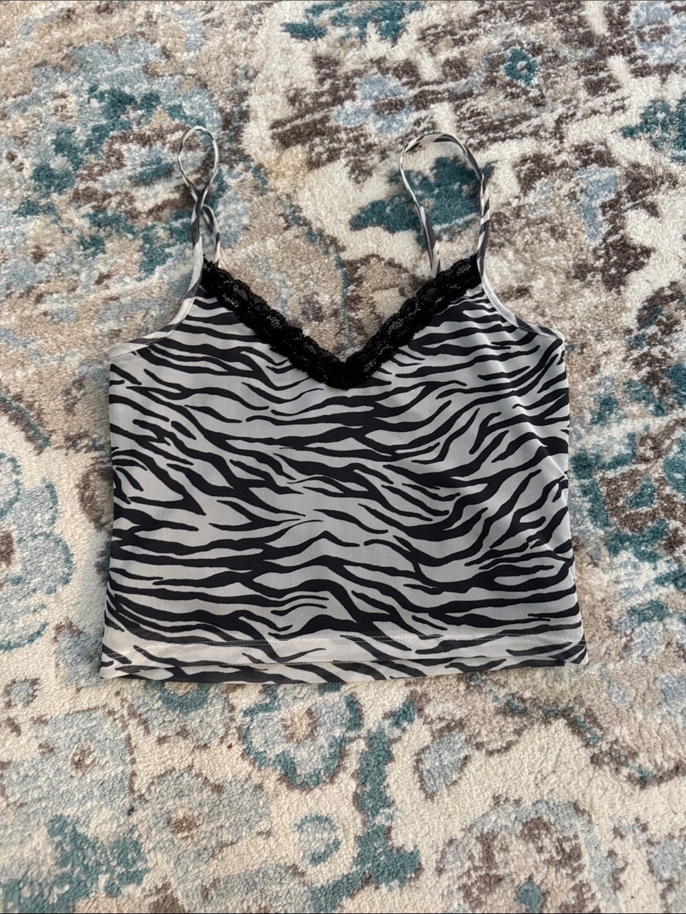 Hollister Black & White Zebra Lace-Trim Cami